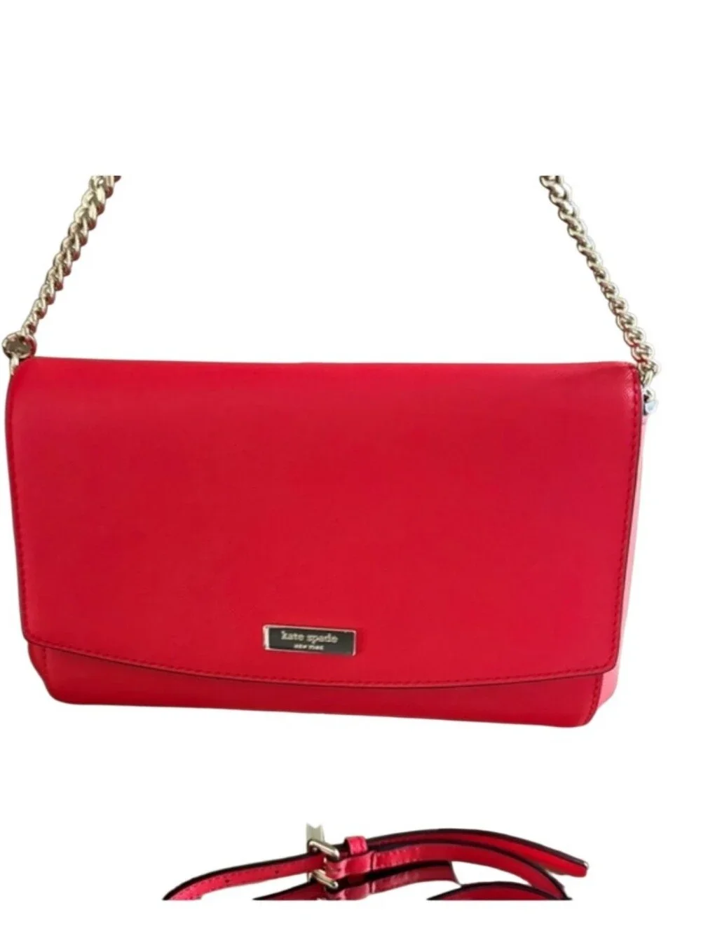 Kate Spade NWT Laurel Way Red Crossbody Bag with Gold Chain No Callouts Ret.$229 - Picture 2 of 10